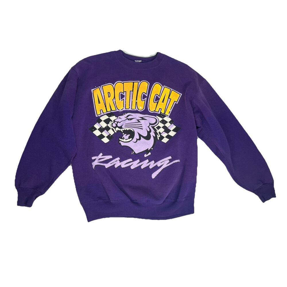 Vintage Purple Arctic Cat Racing Sweatshirt Jerzees Snowmobile Men’s Medium